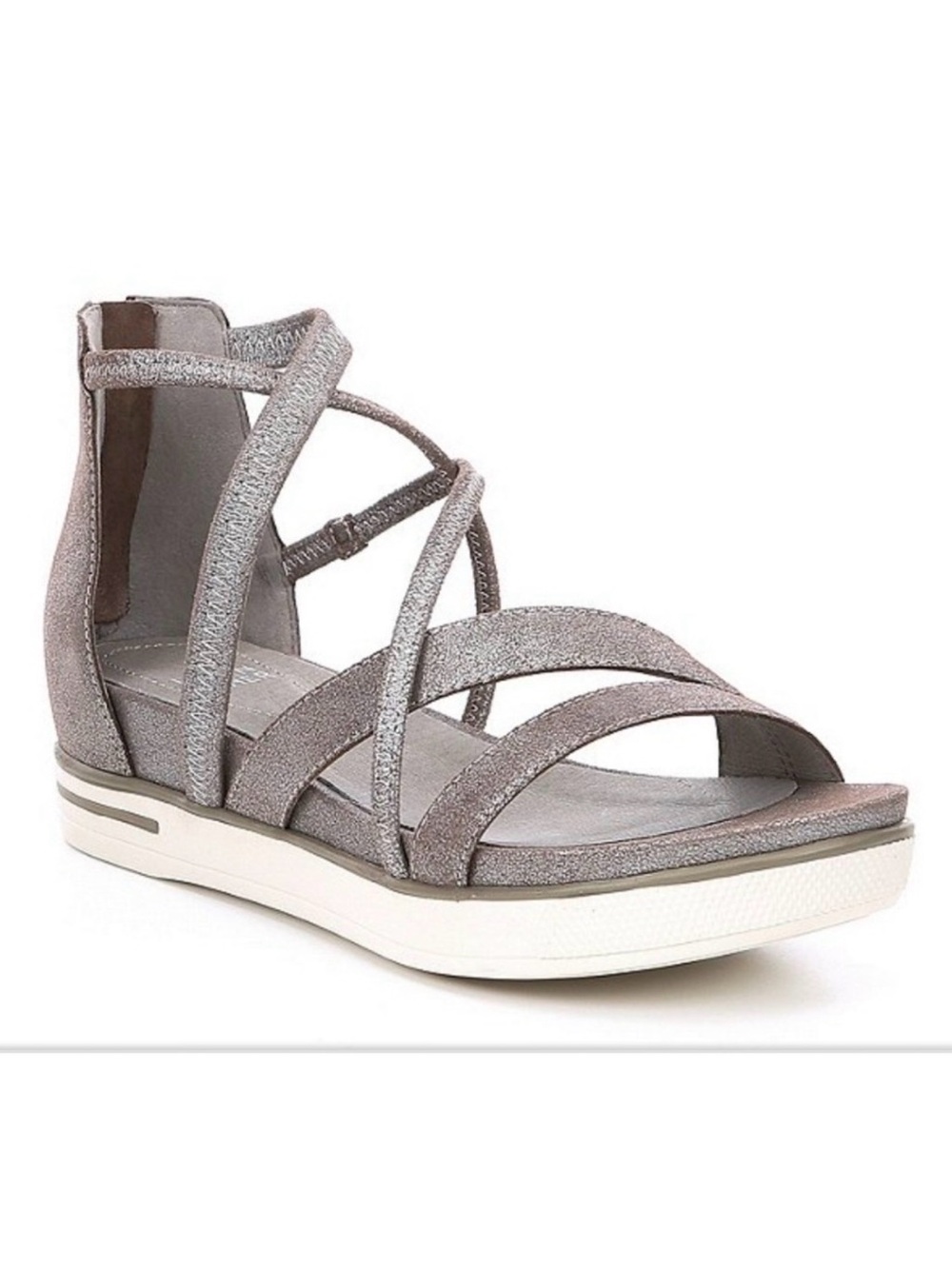 Eileen Fisher Skip Strappy Silver Platform Sandal Size 8